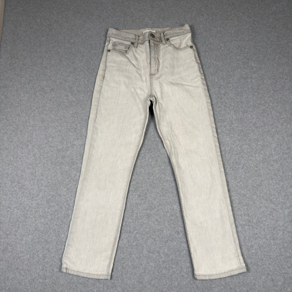 Loft High Waist Straight Crop Jeans Light Grey Wash Size 24